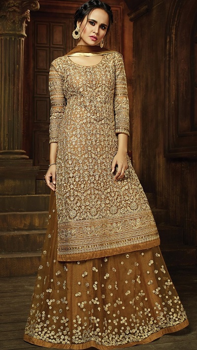 Net Straight long kurta with lehenga Dupatta