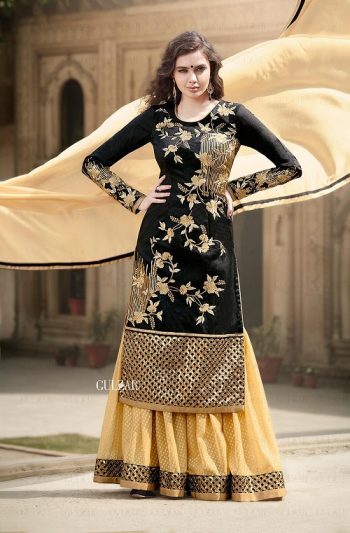 black and gold lehenga kurta design