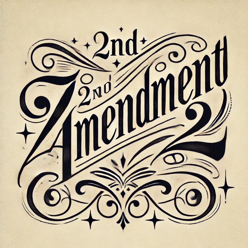 classic script tattoo design featuring the 2nd Amendment