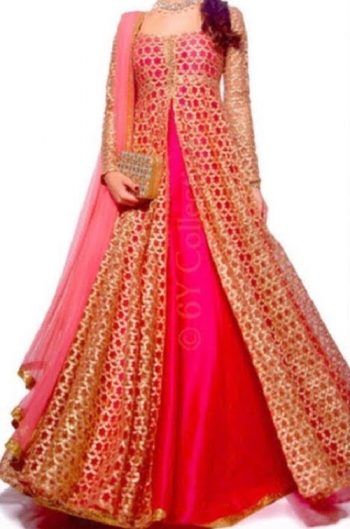 pink and gold lehenga kurta ensemble