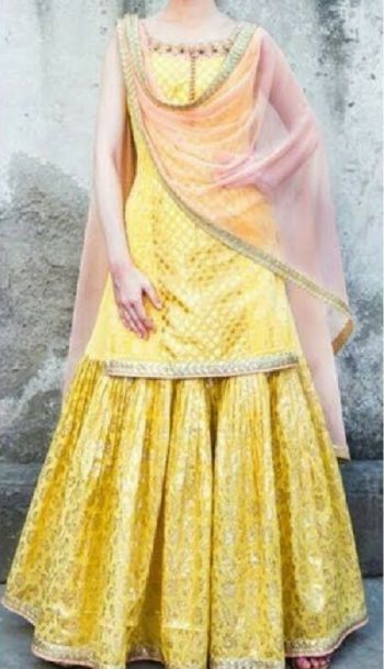 yellow lehenga kurta design