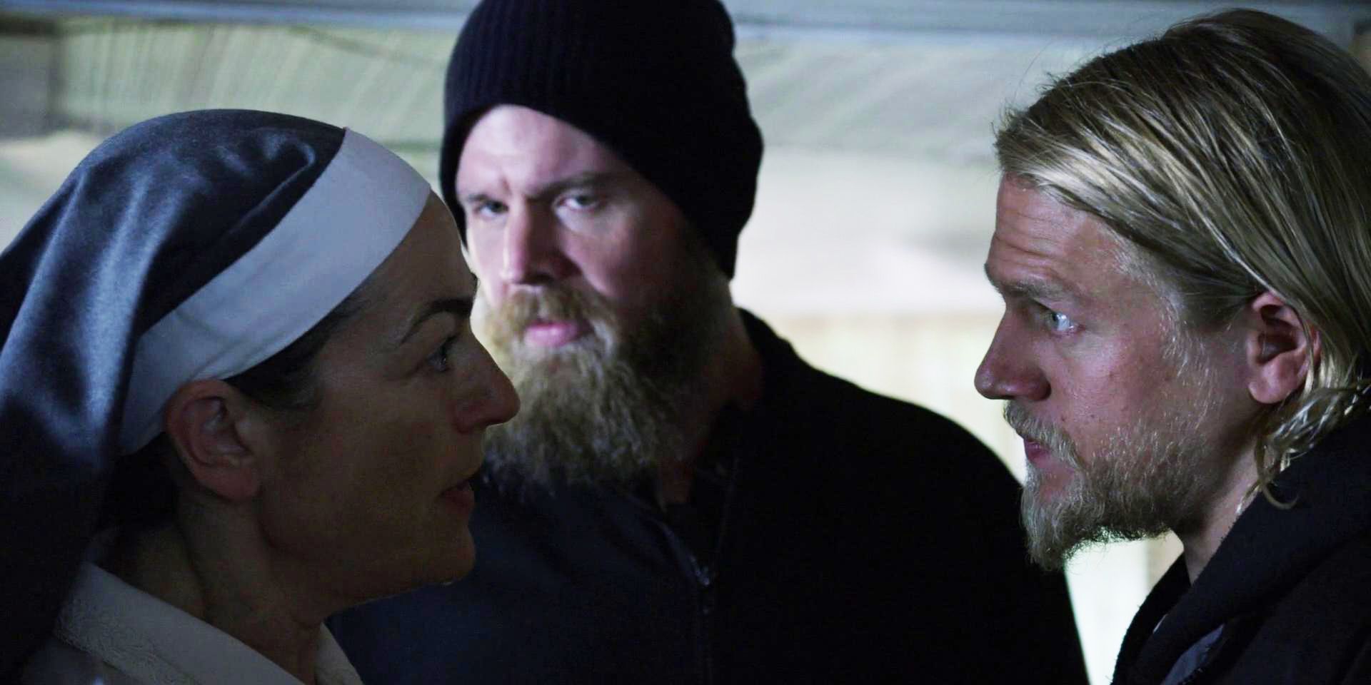 Sons of Anarchy Jax and Opie with a nun in Ireland