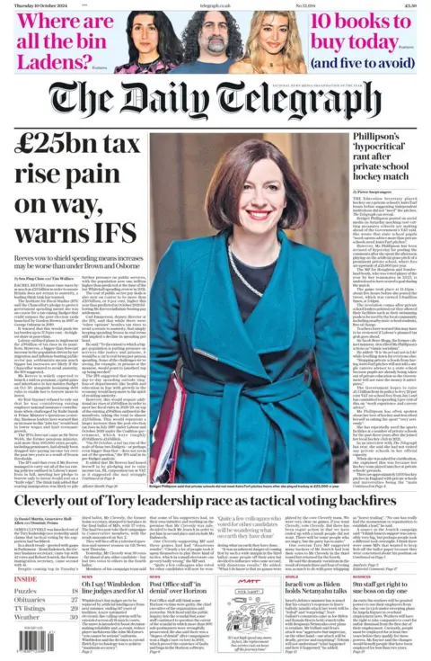 Daily Telegraph front page on 10/10