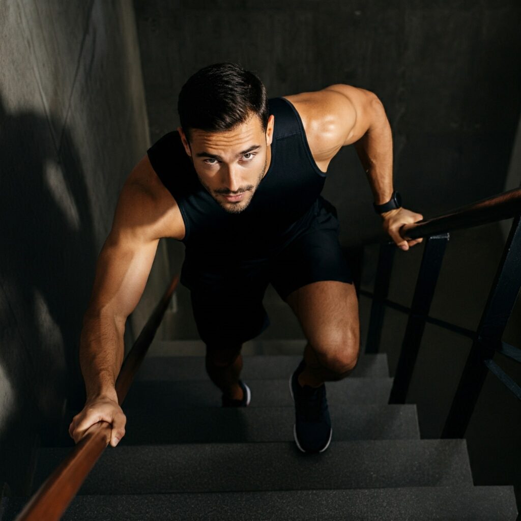 Opting for stairs as an easy way to stay active and healthy daily.