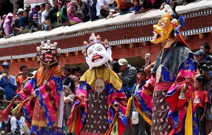 Priests dressed up for the Hemis festival