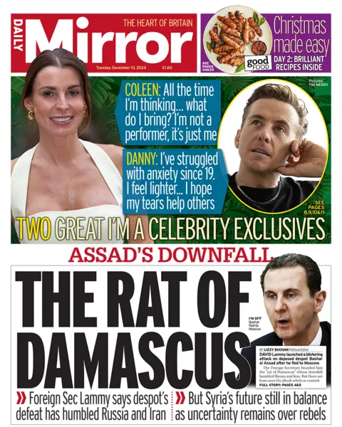 The headline in the Mirror reads: "The rat of Damascus".