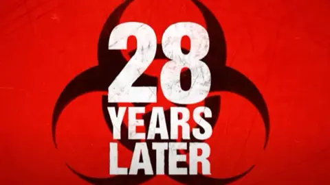 Sony Pictures The trailer for 28 Years Later logo - white letters on a red background