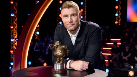 ITV Freddie Flintoff on the set of Bullseye