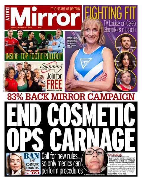 "End cosmetic ops carnage" headlines the Daily Mirror